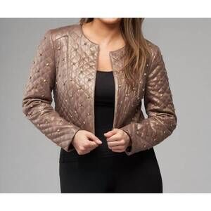 NEW INSIGHT vegan leather jacket in bronze